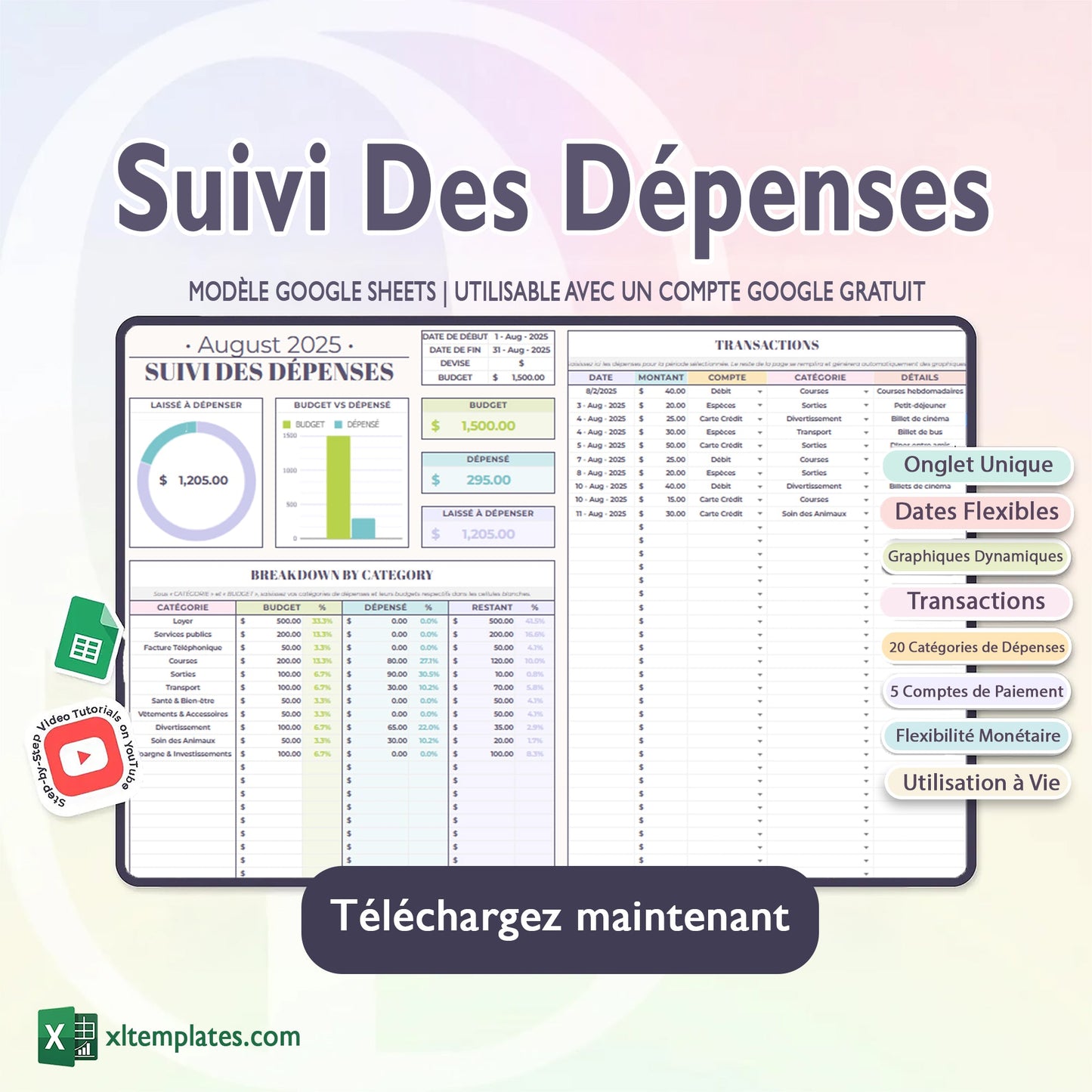 Pack Pro – 5 Modèles Google Sheets